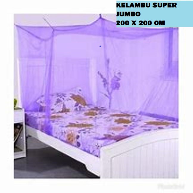 Kelambu Kotak Polos / Kelambu Nyamuk / Kelambu Kamar Tidur / Kelambu Gantung Super Jumbo 200 x 200 cm