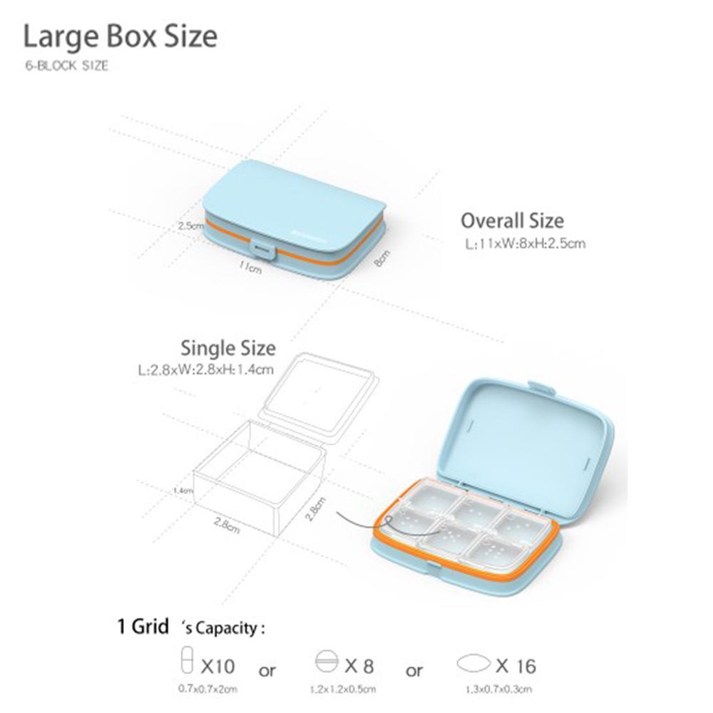 QUINTON 7hari Pill Box Portable High Quality Candy Box 4 /6 Grid Pill Box Obat Organizer Case Kotak Penyimpanan