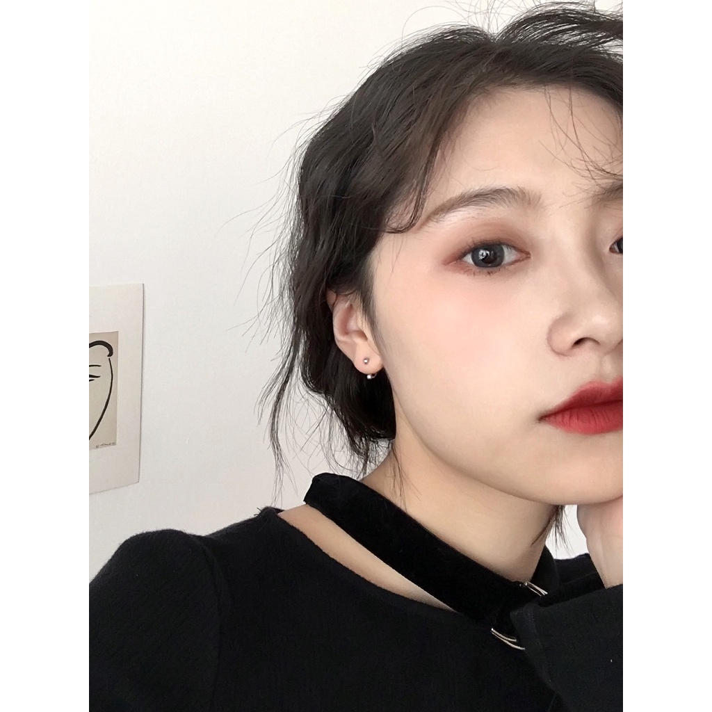 Roselife Chic Silver Small Ball Beads Stud Earrings for Women Girls Simple Fashion Ear Jewelry 1 Pair