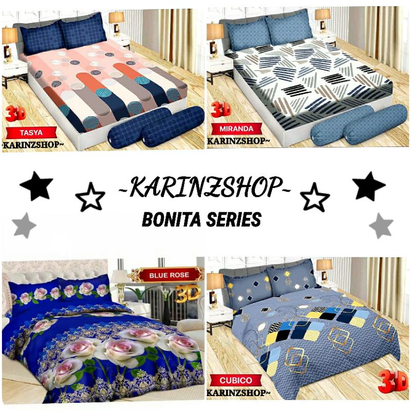 Sprei BONITA CUBICO/MIRANDA/TASYA/BLUE ROSE (uk. King 180/Queen 160)