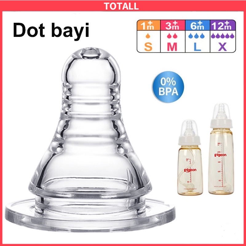 Silikon Dot Wide Neck Slim Neck BPA FREE Peristaltic Plus Pengganti Pigeon Standar Nipple / dot ulir