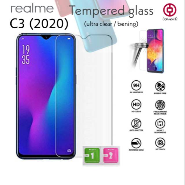 Temper/tempred/Tempered Glass REALME C3 (2020) - anti gores kaca 9H realme C3 - screen protector