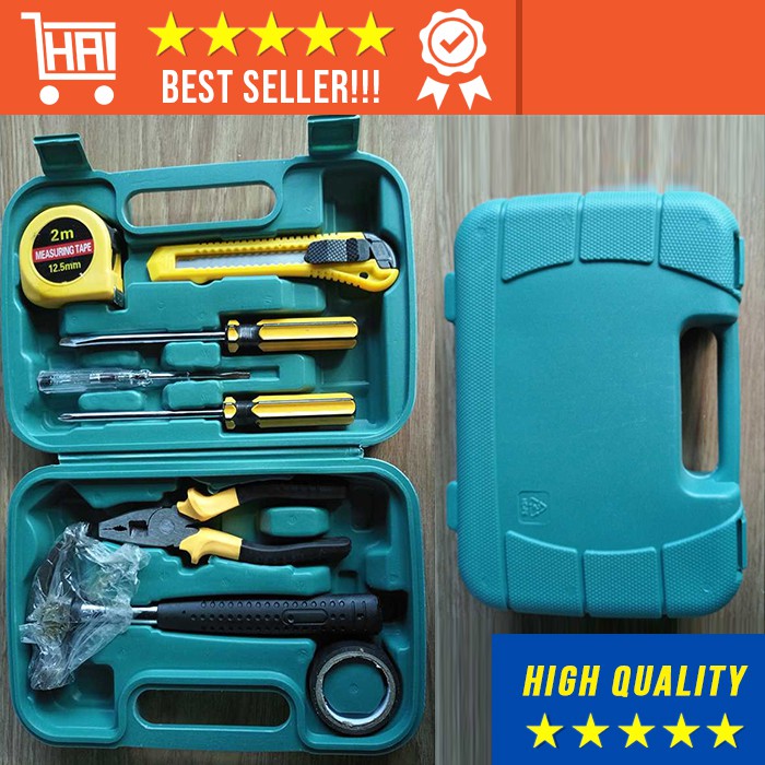 SET ALAT PERKAKAS PALU TANG METERAN OBENG CUTTER TOOLBOX TESTER LISTRIK TOOL PERLENGKAPAN BANGUNAN