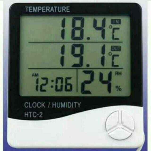 HTC-2 Termometer Dinding Digital Pengukur Suhu Ruangan.. Temperatur Jam