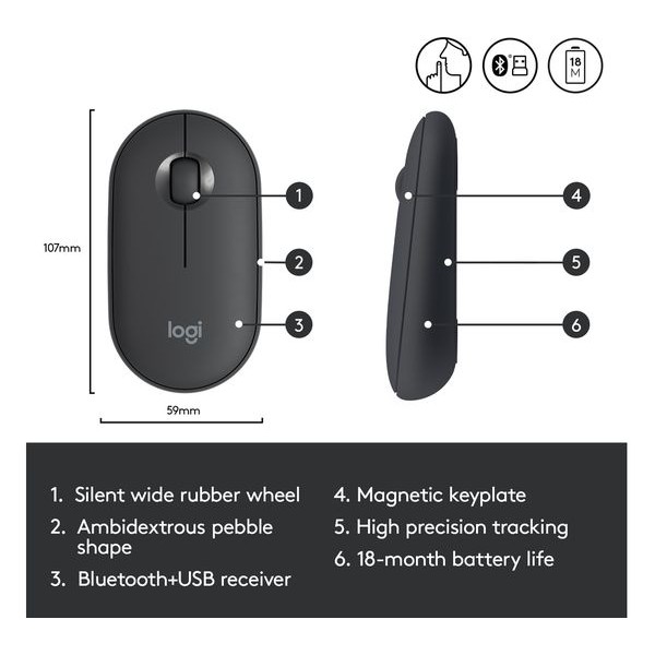 Logitech Pebble M350 Mouse Logitech Wireless Bluetooth silent mouse ORIGINAL