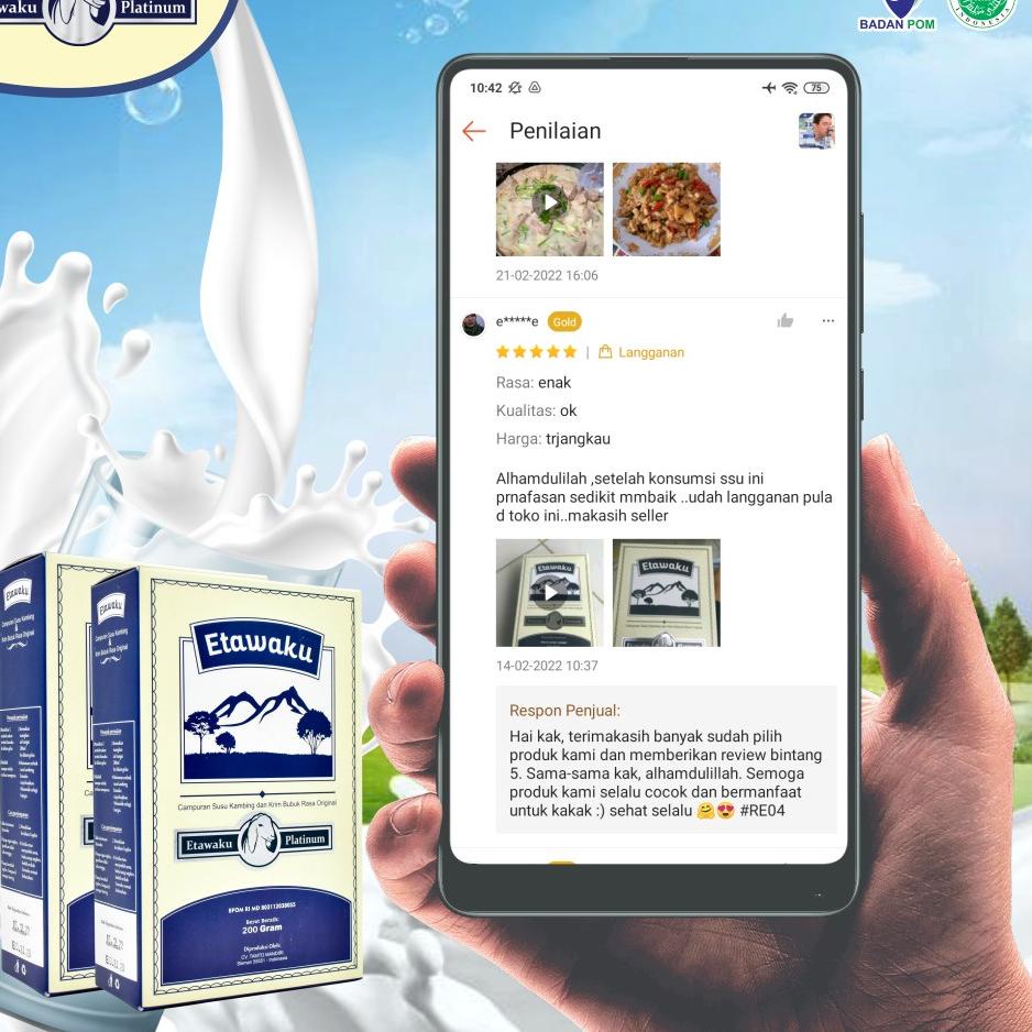 

Pesan sekarang--Etawaku Platinum - Susu Murni Kambing Etawa Atasi Masalah Pernafasan Optimalkan Kepadatan Tulang & Sendi Asma Bronkitis Radang Tenggorokan Tingkatkan Kekebalan Imunitas Lancarkan Pencernaan Isi 200gr