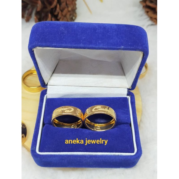 Cincin ring ukir, Perak 925, Sepuh Emas Kuning