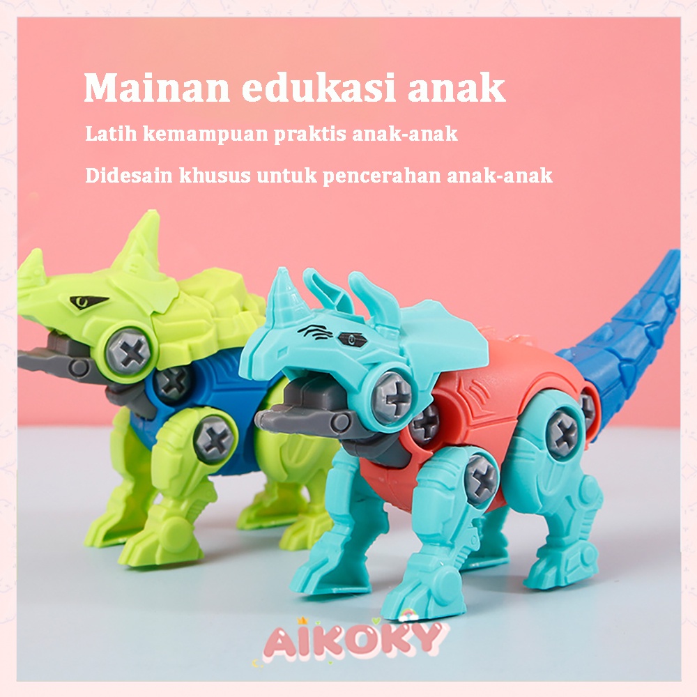 Aikoky Puzzle 3d mainan dinosaurus bongkar pasang mainan edukasi anak