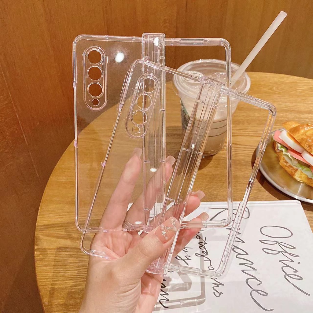 Clear Transparant Case Mid Cover SAMSUNG GALAXY Z Fold 5 Fold 4 Z Fold 3 5G Clear Hard Case + Tulang Tengah Mid Cover + Protector Camera