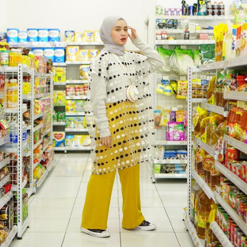 Mamaya Transparent Polka Outer Organza - Black White