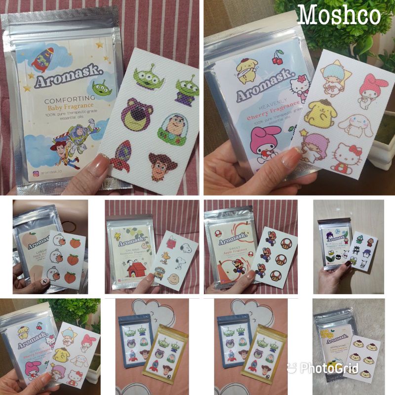 Aromask Sticker Masker Aroma Patch Freshcare Eucalyptus Patch Gietin/Stiker Masker Aromaterapi Lemon, Apple, Vanilla, Eucalyptus