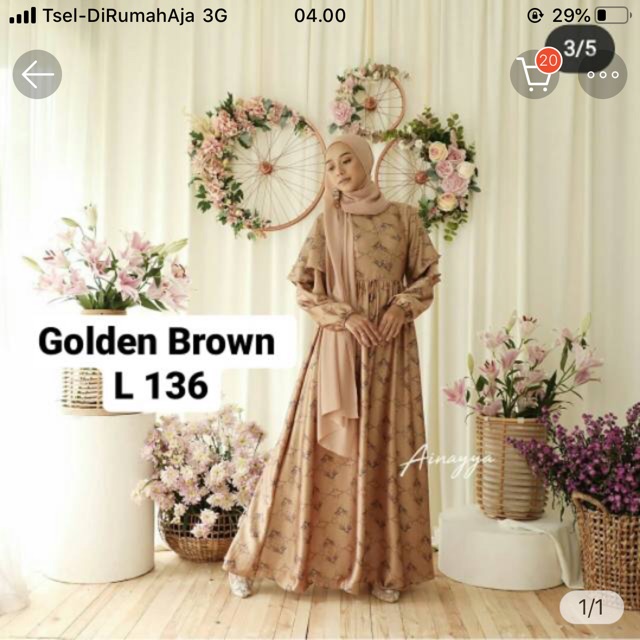 Fiora dress golden brown size L pj 136 by ainayya,id