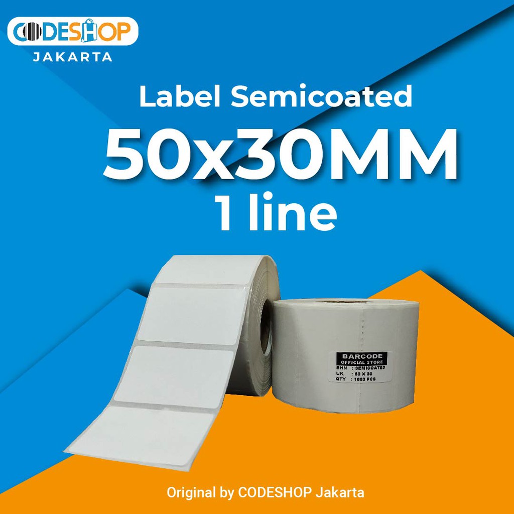 

LABEL PRINTER BARCODE 50x30mm 1 Line SEMICOATED Core 1 inch