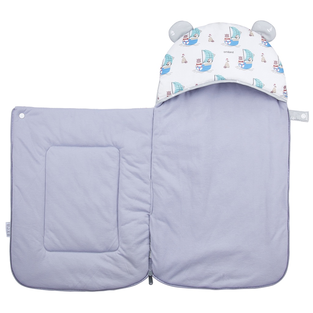 Omiland Sleeping Bag Sailor Alpaca Series Kantong Tidur Bayi Selimut Topi Baby Blanket Lembut dan Hangat Original