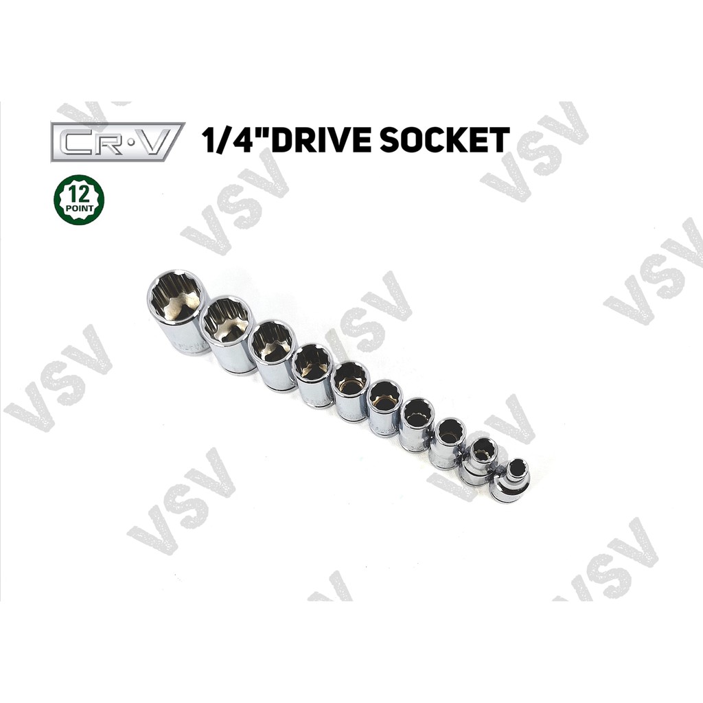 Gestar Kunci Sok 1/4&quot;DR 3/8&quot; 12pt Anak Sock 1/4&quot;Drive Socket 3/8&quot; 12 point