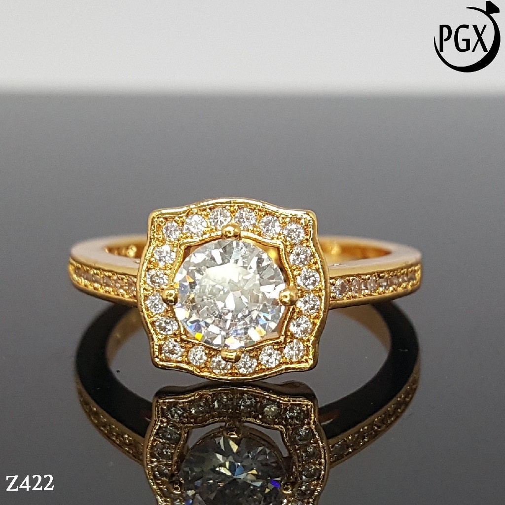 PGX Cincin Xuping Wanita Aksesoris Fashion Perhiasan Lapis Emas Premium - Z422