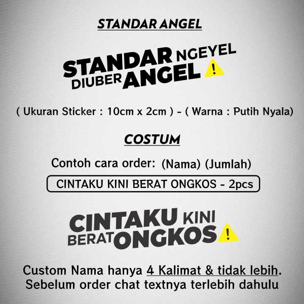 Stiker Standar Ngeyel Diuber Angel / Sticker Plat Standar Ngeyel Diuber Angel / Stiker Motor Standar Ngeyel Diuber Angel / Sticker Emblem Standar Ngeyel Diuber Angel Glossy Waterproof / Sticker Hologram Standar Angel