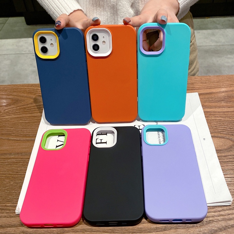 3 IN 1 Case Pelindung Bahan Karet Silikon Untuk Iphone 14 7 + 8 Plus SE2020 X XS XR 11 12 13 Pro Max