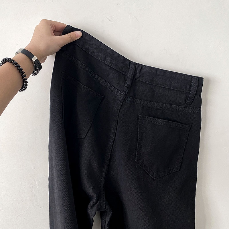 Hitam Jeans Kulot Jeans/Highwaist Loose Kasual Celana Jeans Wanita (realpict)