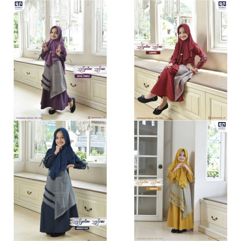 Syakira Gamis Dress Kids Anak Original by Ahzarayy Family Set Series Terbaru