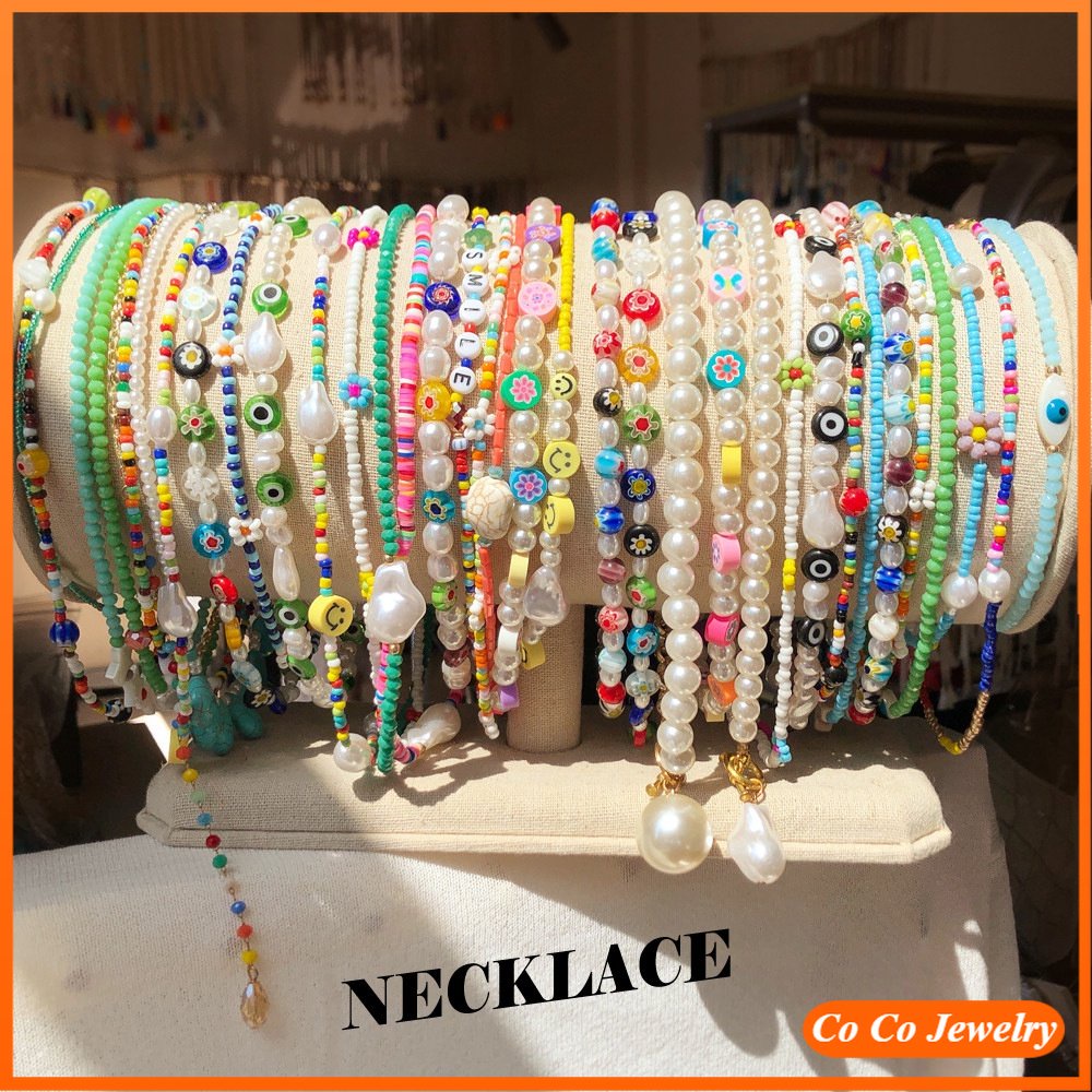 Kalung Choker Manik-Manik Warna-Warni Gaya Vintage Etnik Untuk Wanita