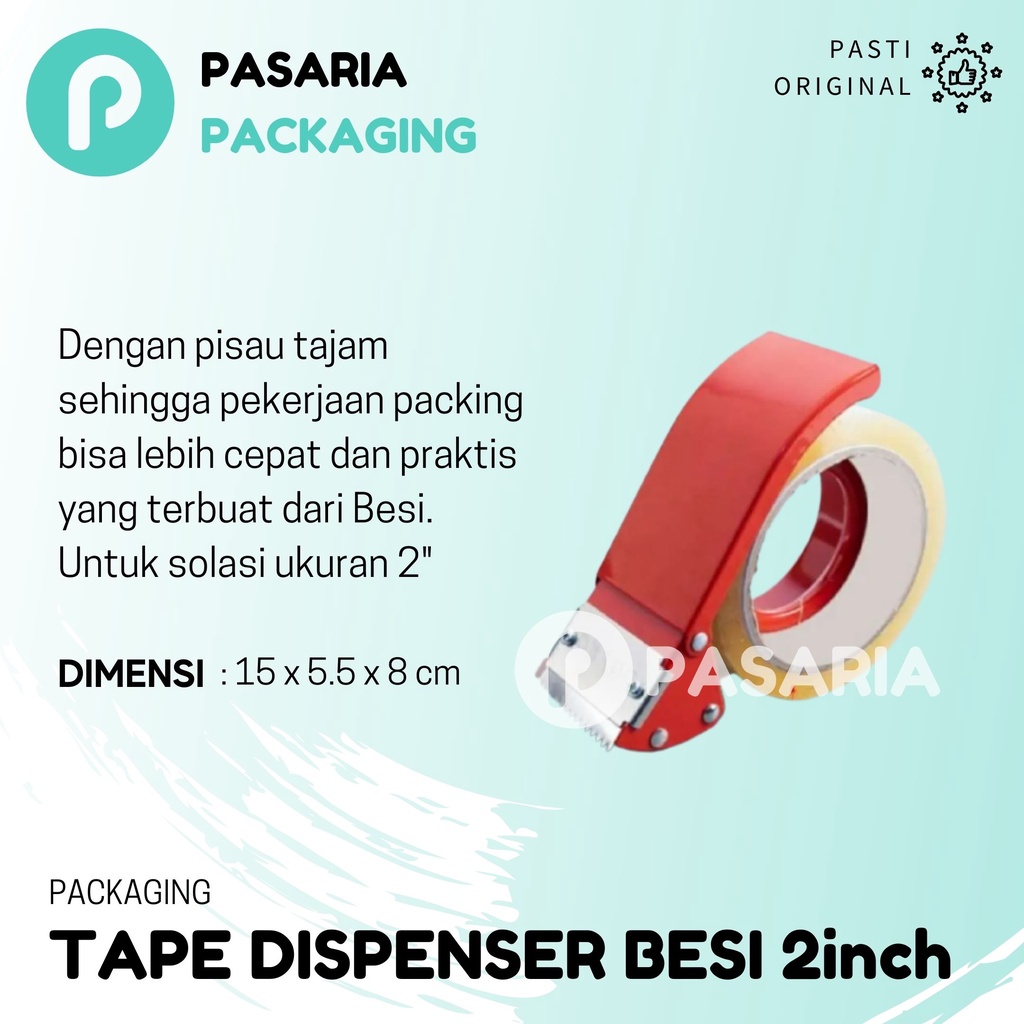 

TAPE BESI CUTTER DISPENSER 2inch/Tempat Lakban Roll 2 Inch-Merah
