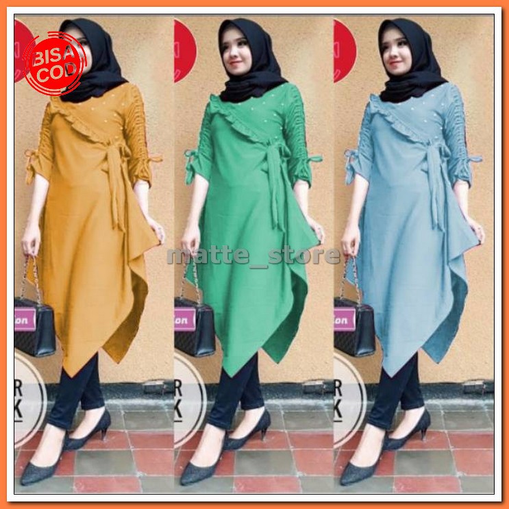 17Wear Blouse Wanita Terbaru 2021 Import Baju Atasan Wanita Terba ZF598 Oscar Tunik