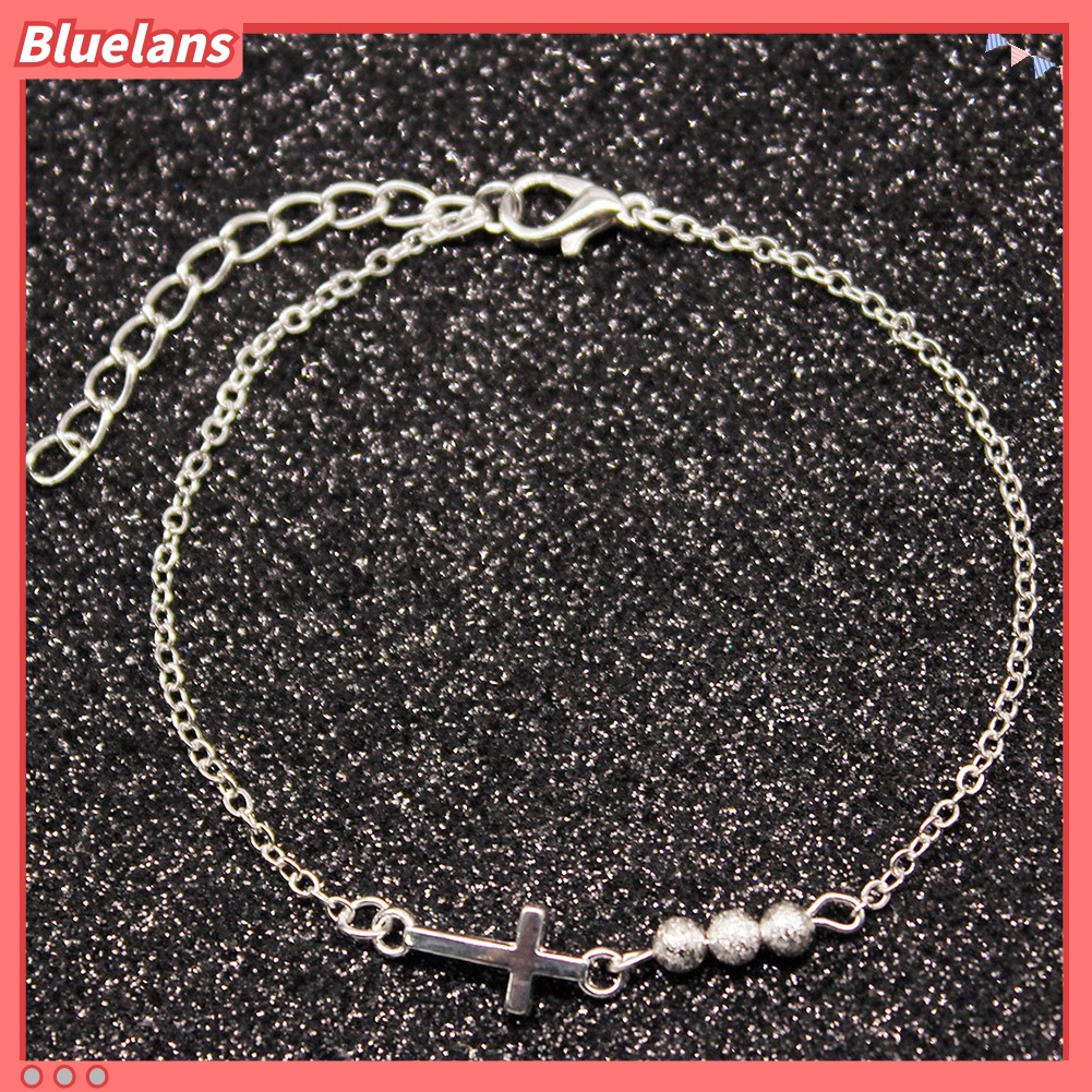 Bluelans Fashion Women Beaded Cross Charm Bracelet Chain Hand Jewelry Birthday Gifts