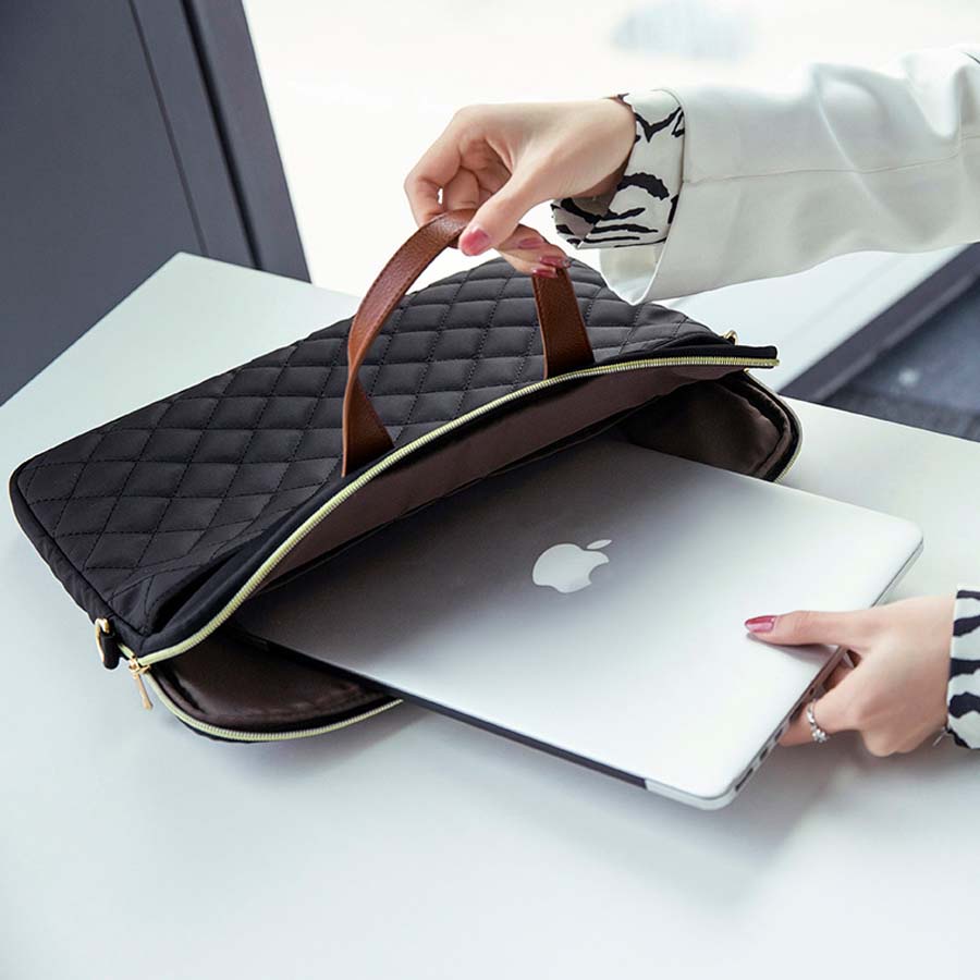 Tas Laptop Selempang Premium Quilted Fashion with Strap 13 14 15 inch