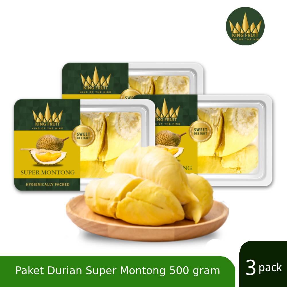 

King Fruit Durian Super Montong Paket 3 Box Durian Kupas Frozen Premium