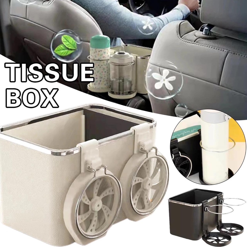 Tempat Tisu Serbaguna Storage Box Car Kotak Tissue Organizer Multi-function Water Cup Storage