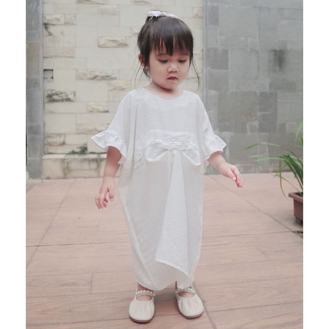Baju Kaftan Anak Muslimah Perempuan Umur 2-3 Tahun Bahan Katun Rayon Crinkle ~ Amora Kaftan Anak ~ F
