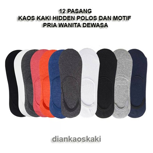 [ 12 PASANG ] KAOS KAKI INVISIBLE HIDDEN SOCK DEWASA