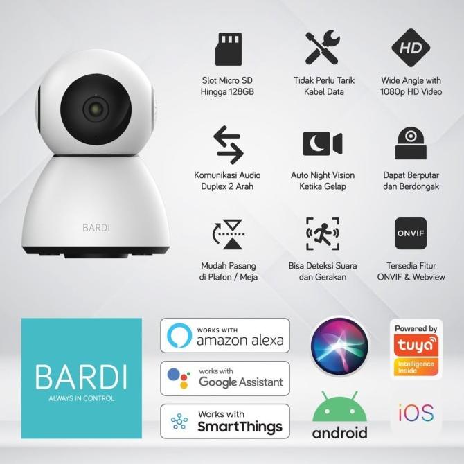 BARDI Smart Indoor PTZ IP Camera CCTV Wifi Home CCTV Bisa Putar 360"