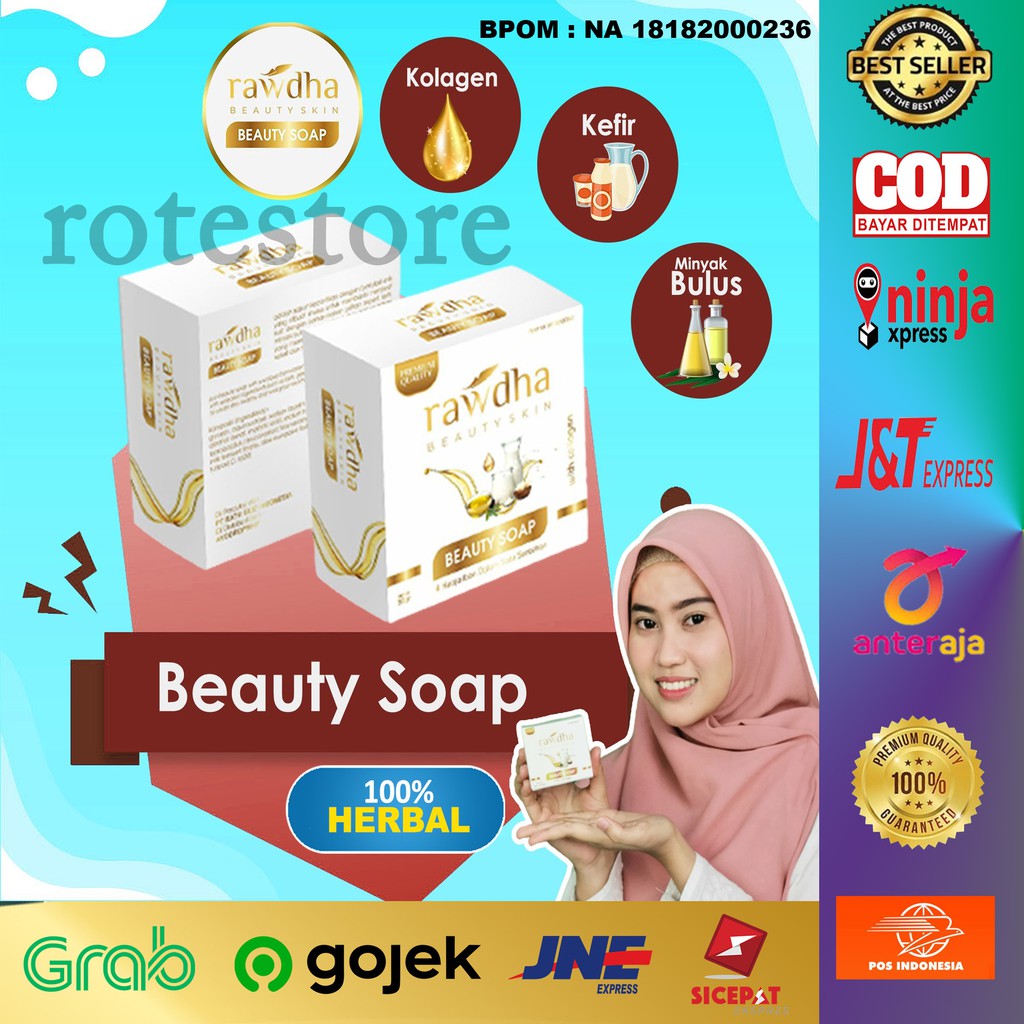 #RAWDHA PEMUTIH KULIT WAJAH WANITA PRIA SABUN COLLAGEN BPOM OBAT JERAWAT BOPENG