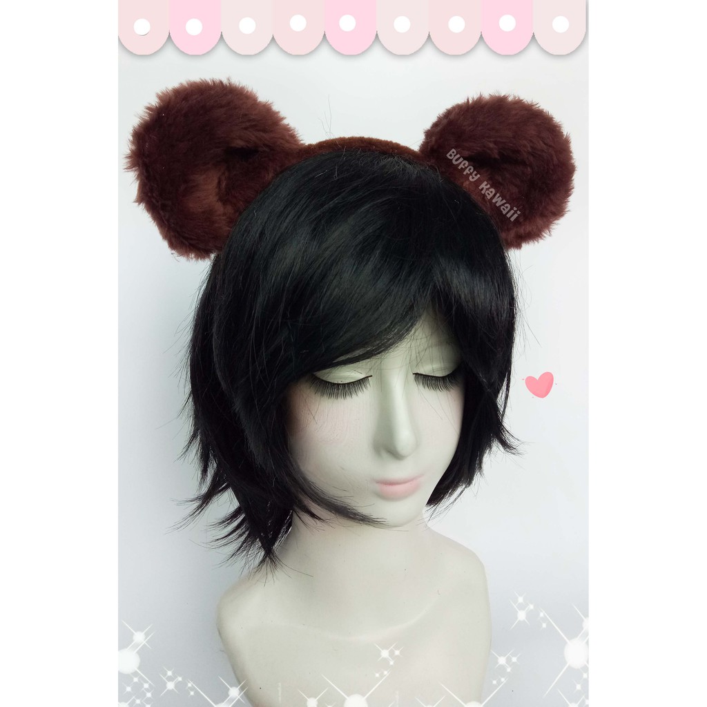 Headband ears animal bando beruang coklat dark brown pollar panda safari zoo teddy  bear furry doll halloween