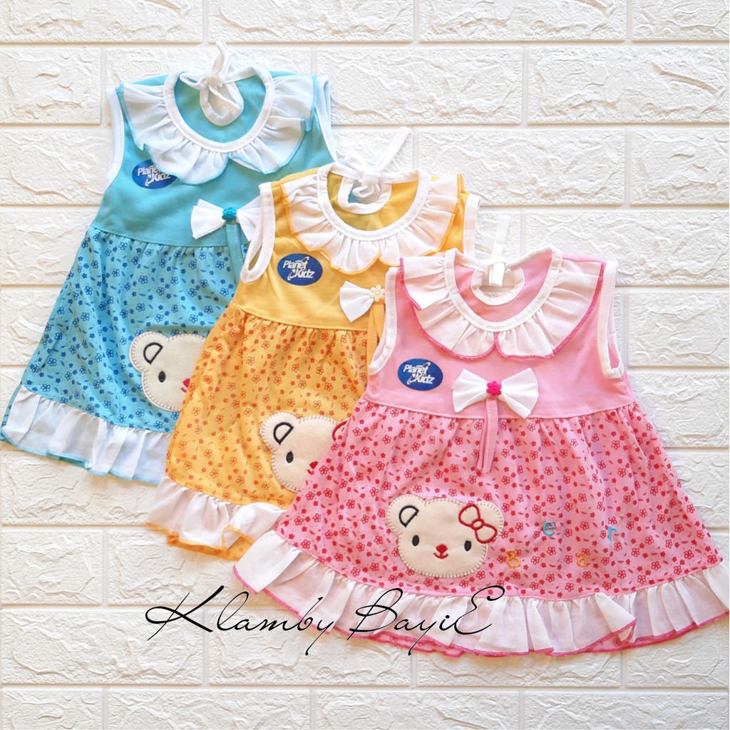 Planet Kidz Dress Rok Bayi 0 6 Bulan Motif Bear Terang Baju Bayi Anak Perempuan Murah Lucu Bagus Shopee Indonesia