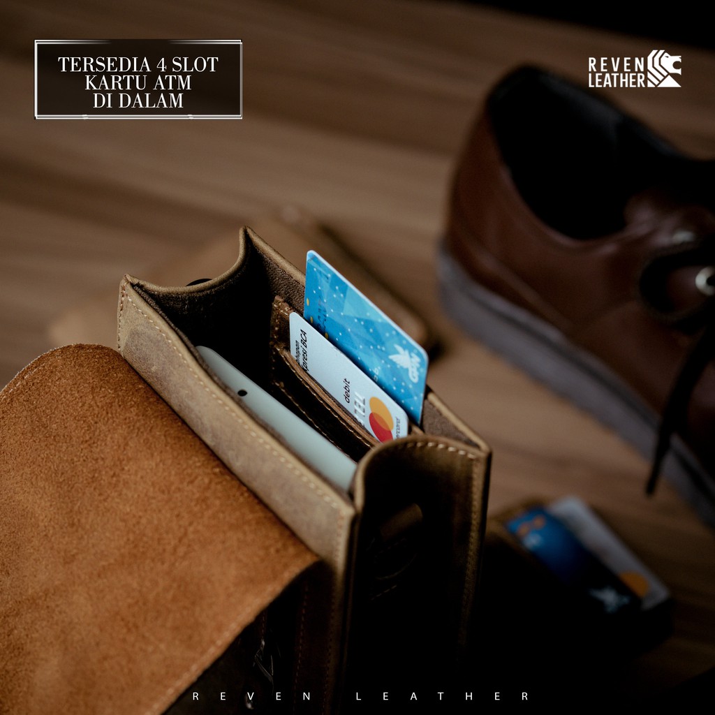 Tas Selempang Pria Wanita Tas Slempang Minibag Smartphone Bag Kulit Asli Cowok Mini Bag Sling Bag Slingbag Pria Wanita Multifungsi Muat HP dan Dompet Mustang Series SmartphoneBag