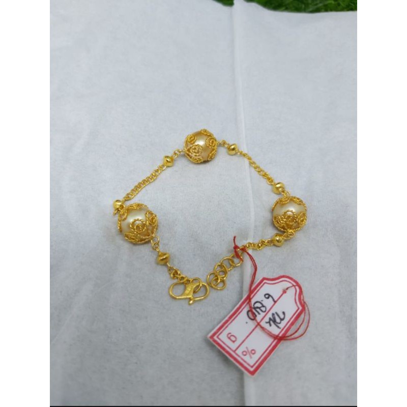 Gelang emas 22 karat mutiara air laut lombok asli