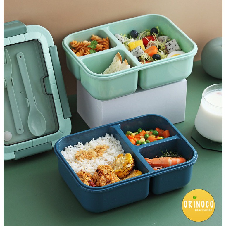 Lunchbox Orinoco Lunch Box Kotak Bekal Makan Microwavable Anti Tumpah FREE Sendok &amp; Garpu BPA Free