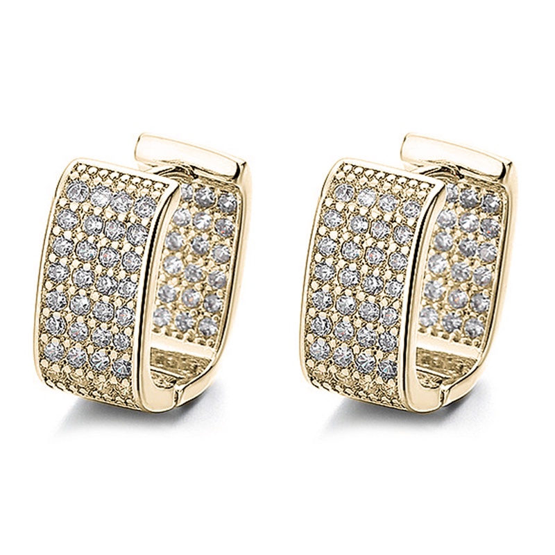 Anting Kristal Zirkon Baris Ganda Bahan Tembaga Untuk Perhiasan