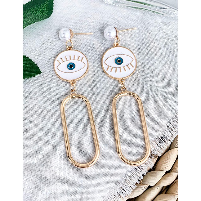 LRC Anting Tusuk Fashion Alloy Dripping Eye Oval Stud Earrings D96434