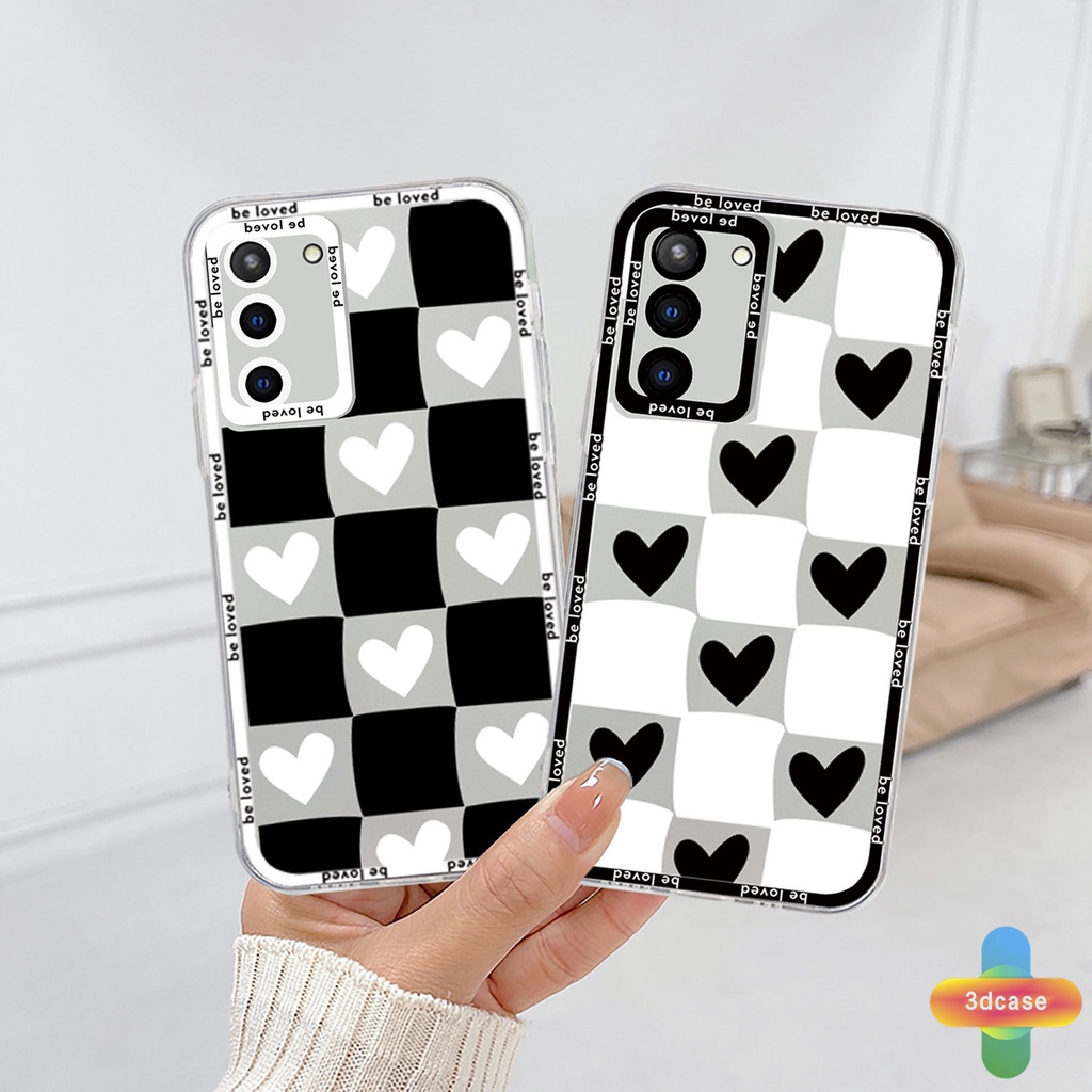 Soft Case Tpu Motif Kotak-Kotak Hati Untuk Samsung A03 A51 A32 A52 A13 A23 A12 A03S A10S A50 A20S J7 Prime A02S A20 A50S A10 A30S A52S A30 M12 M01S A125 F12 M10S M40S A515F A207F M02S A025 F02S 11 12 13  7 8 6 Plus Clear Camera Lens Protection Case