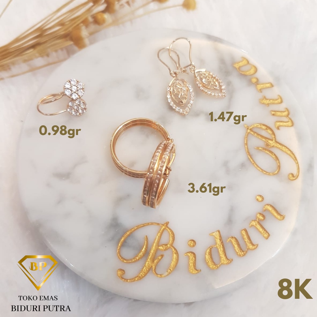 ANTING ELEGANT VARIASI MATA PERHIASAN EMAS ASLI KADAR 8K/375 toko emas biduri putra