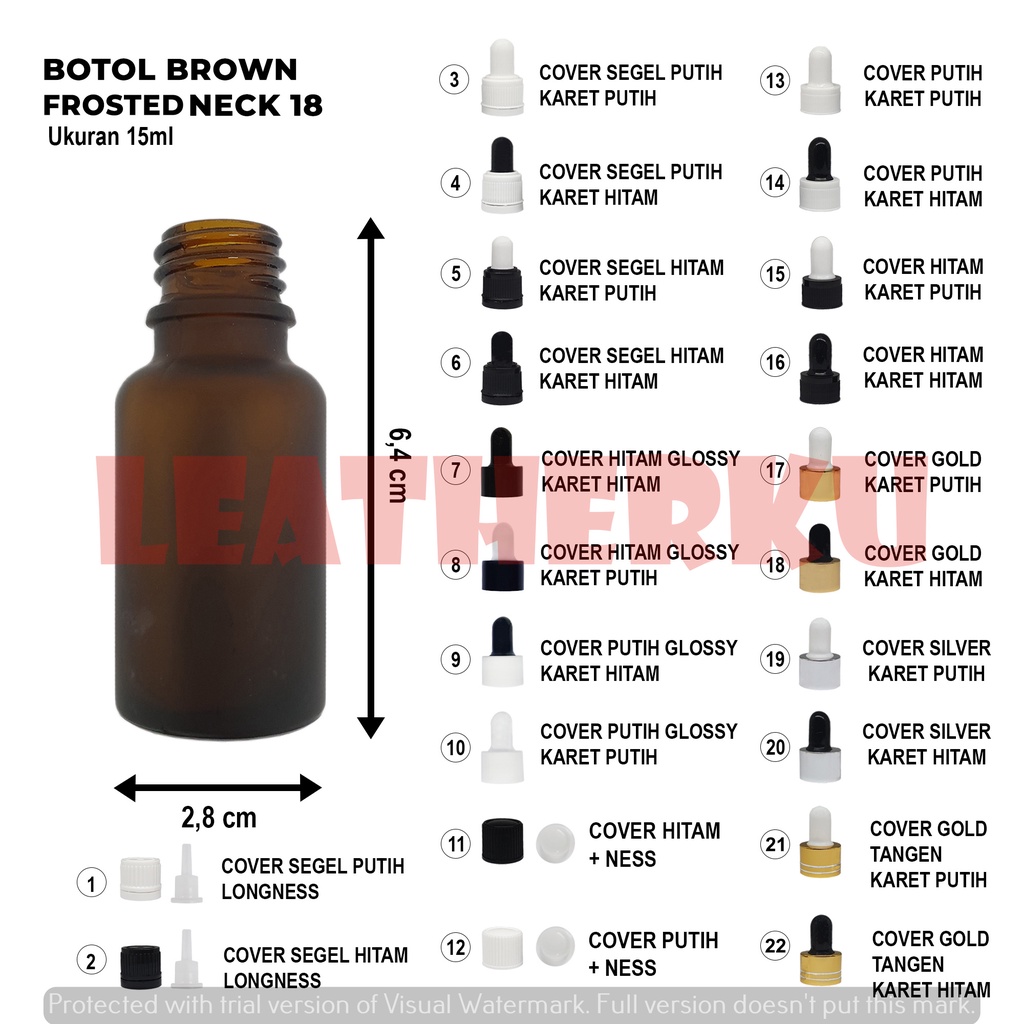 Botol Kaca Pipet Import 15 ML Brown Frosted