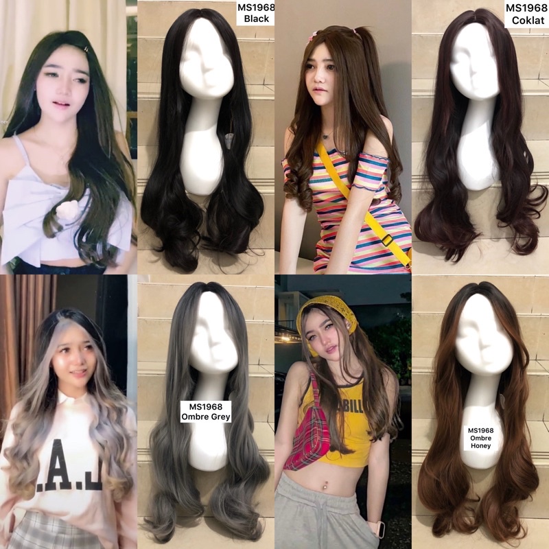 MS1968 FULL Wig IKKE JENNER / full wig korean layer wave tanpa poni 70-80 cm