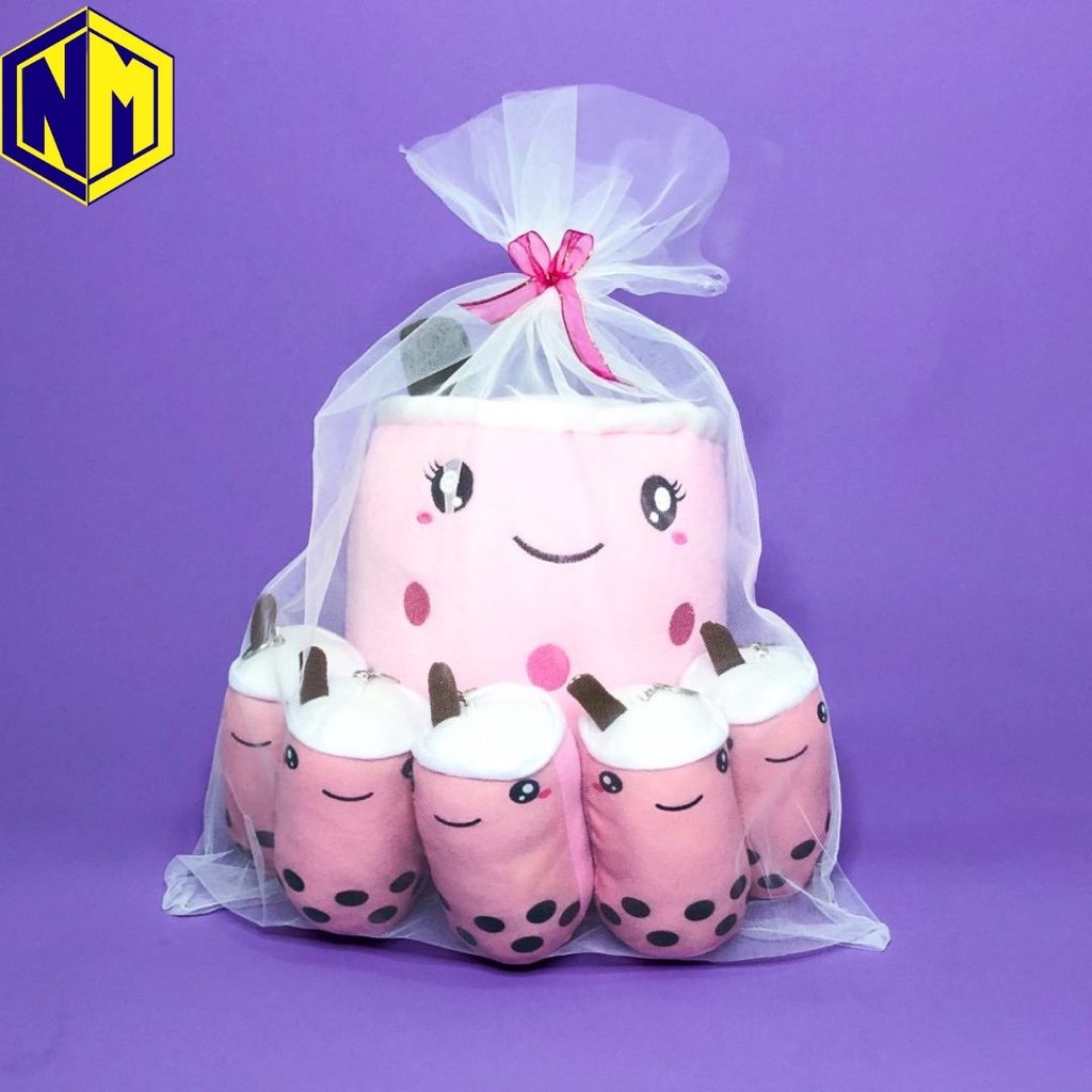 Boneka Boba Milk Tea Beranak Lucu Mewah Anak 5 Induk 1