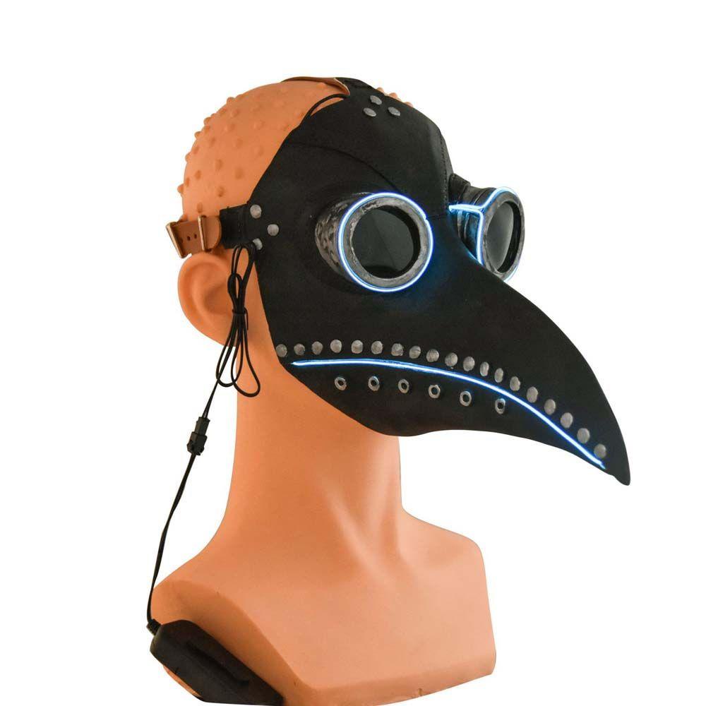 Needway Plague Doctor Mask Carnival Led Flash Masker Halloween Masker Twinkle Masker Lampu Led Hiasan Kepala Masker Anime Masker Glowing Masker Led Light up