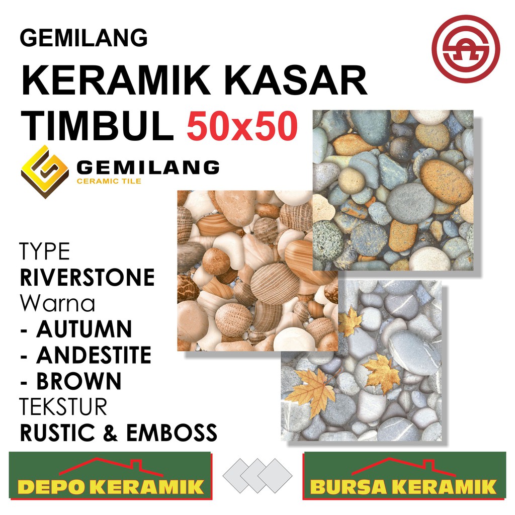 Keramik Lantai Kasar 50x50 Riverstone Series Gemilang Shopee Indonesia