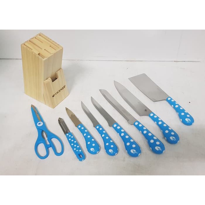 Pisau Dapur Set Polkadot Vicenza V-918KP Blue / Biru